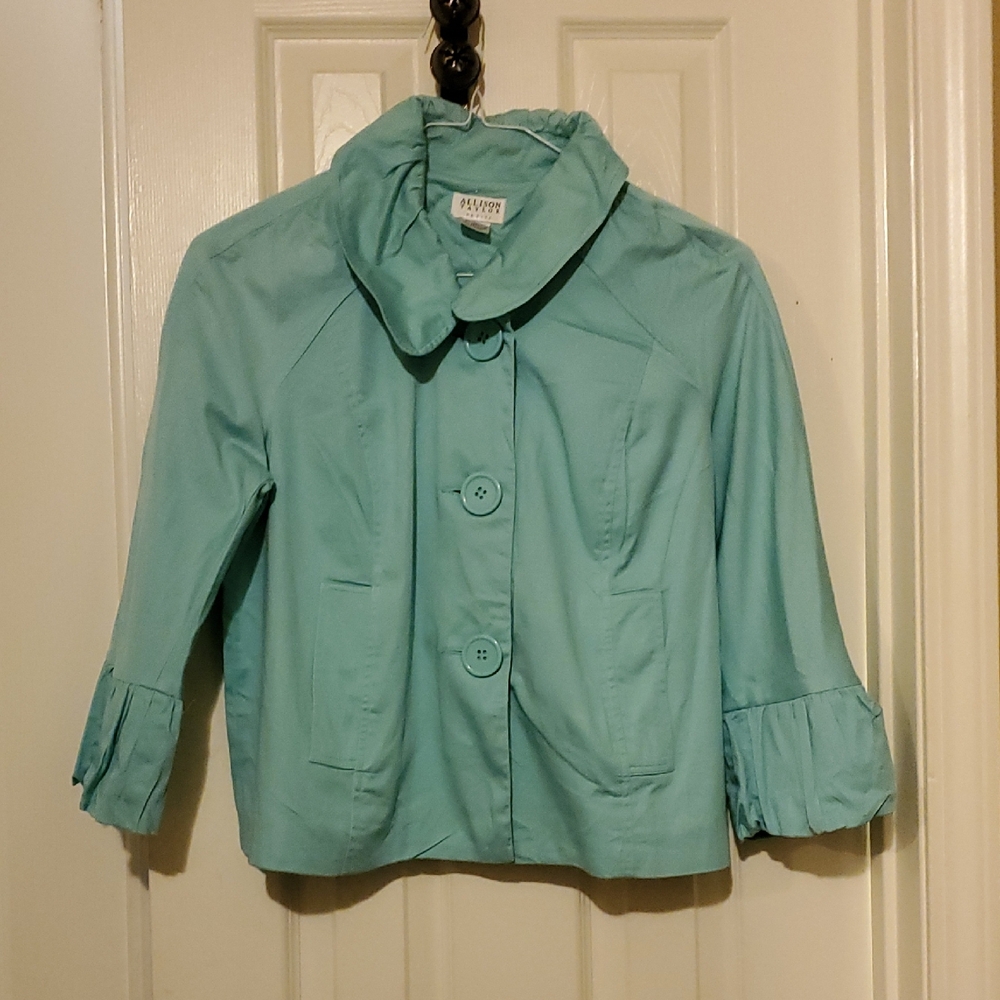 Seafoam Green Jacket with Ruffle Cuffs